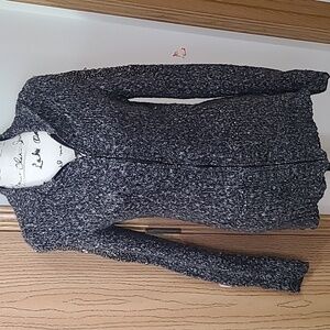 BKE Boutique zip up beaded pocket cardigan sweater